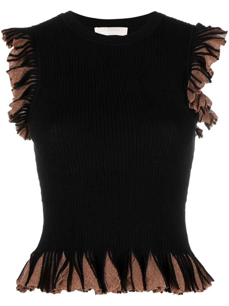 Black Leila Ribbed-knit Top