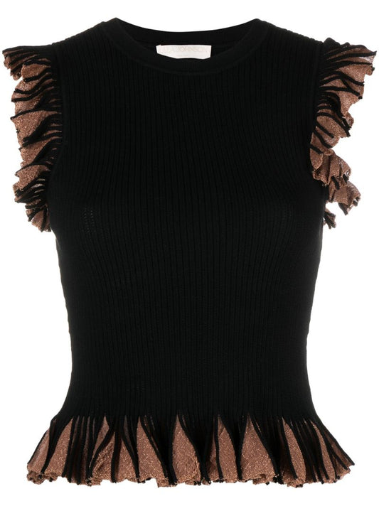 Black Leila Ribbed-knit Top