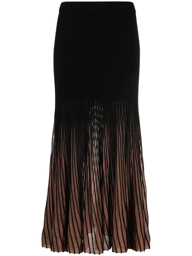 Black Emilia Ribed-knit Midi Skirt