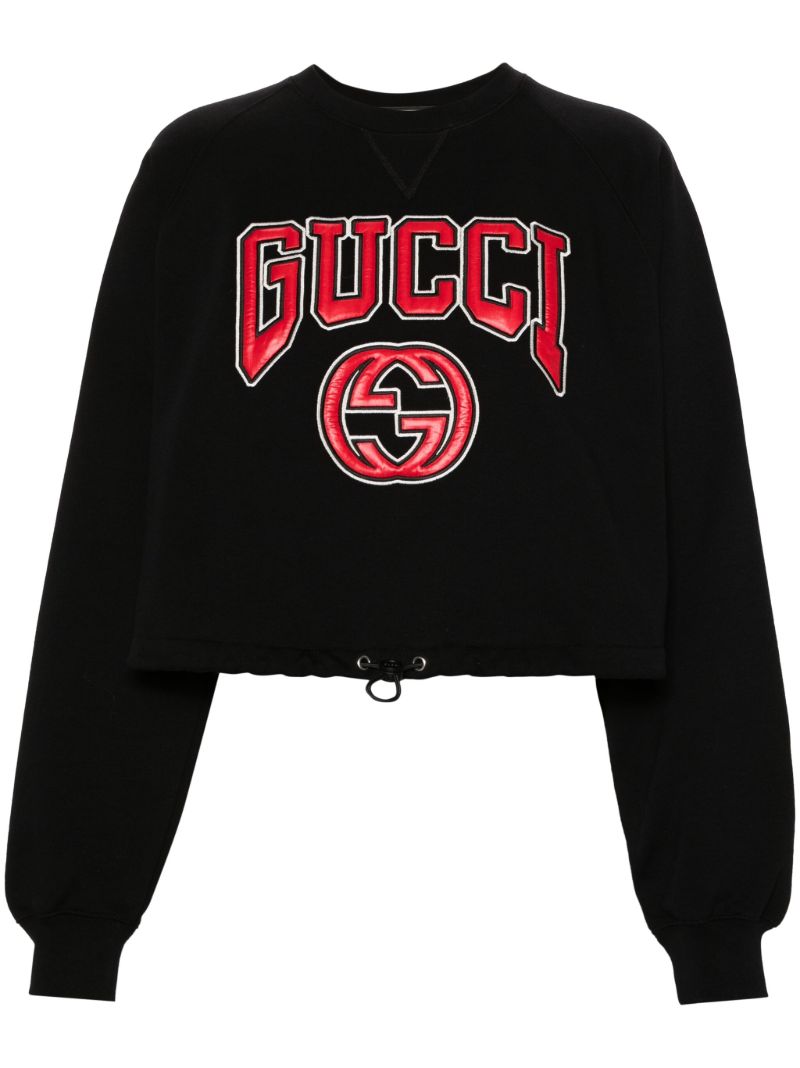 Black Logo-appliquÃ_x0083_Â© Cotton Sweatshirt