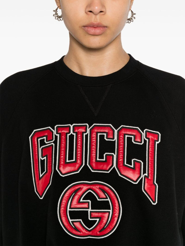 Black Logo-appliquÃ_x0083_Â© Cotton Sweatshirt