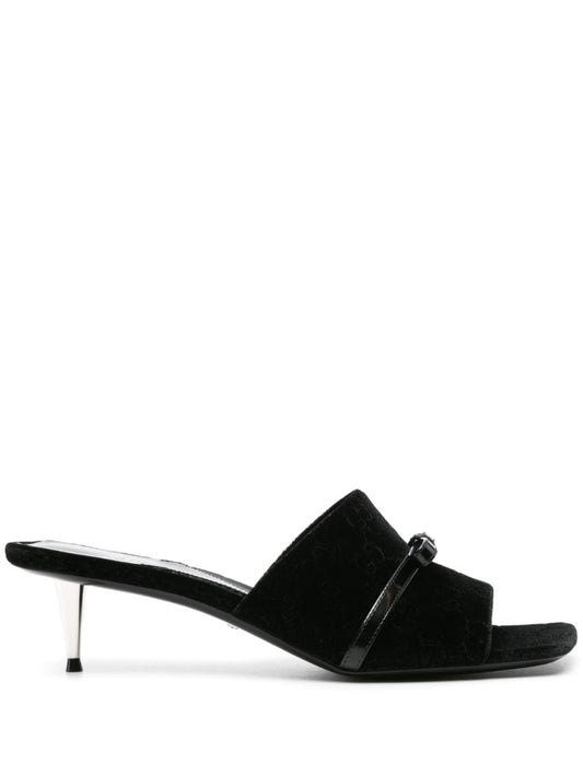 Black 50 Gg Velvet Mules