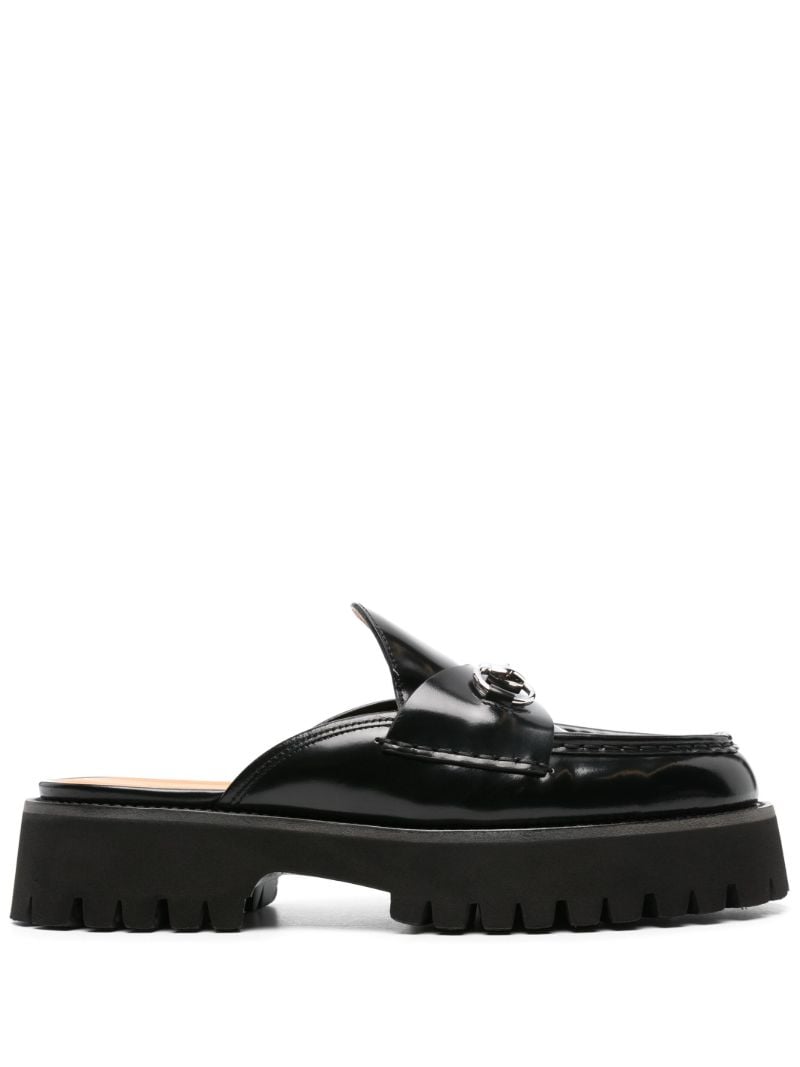 Black Sylke Leather Mules