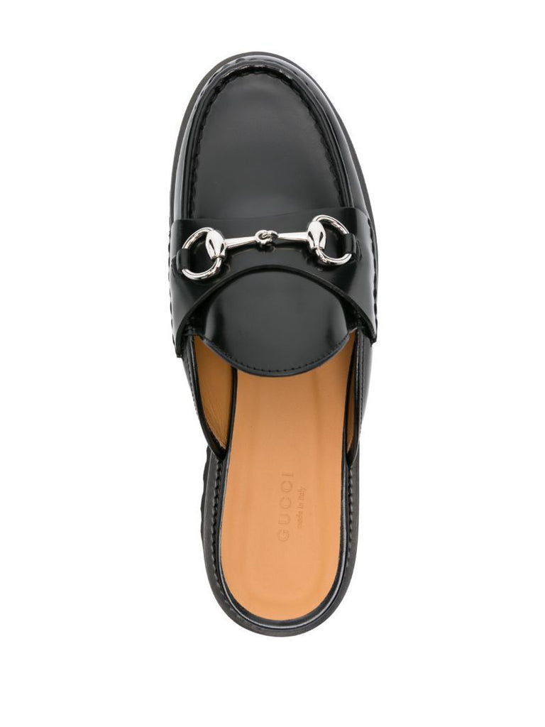 Black Sylke Leather Mules