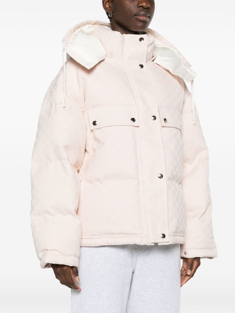 Pink Gg Canvas Puffer Jacket