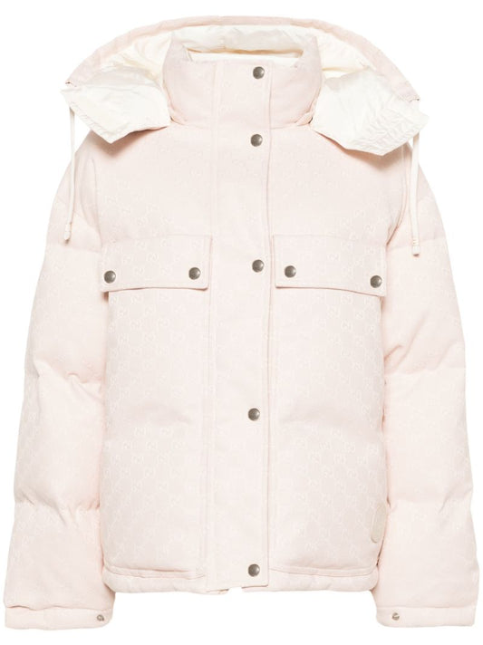 Pink Gg Canvas Puffer Jacket