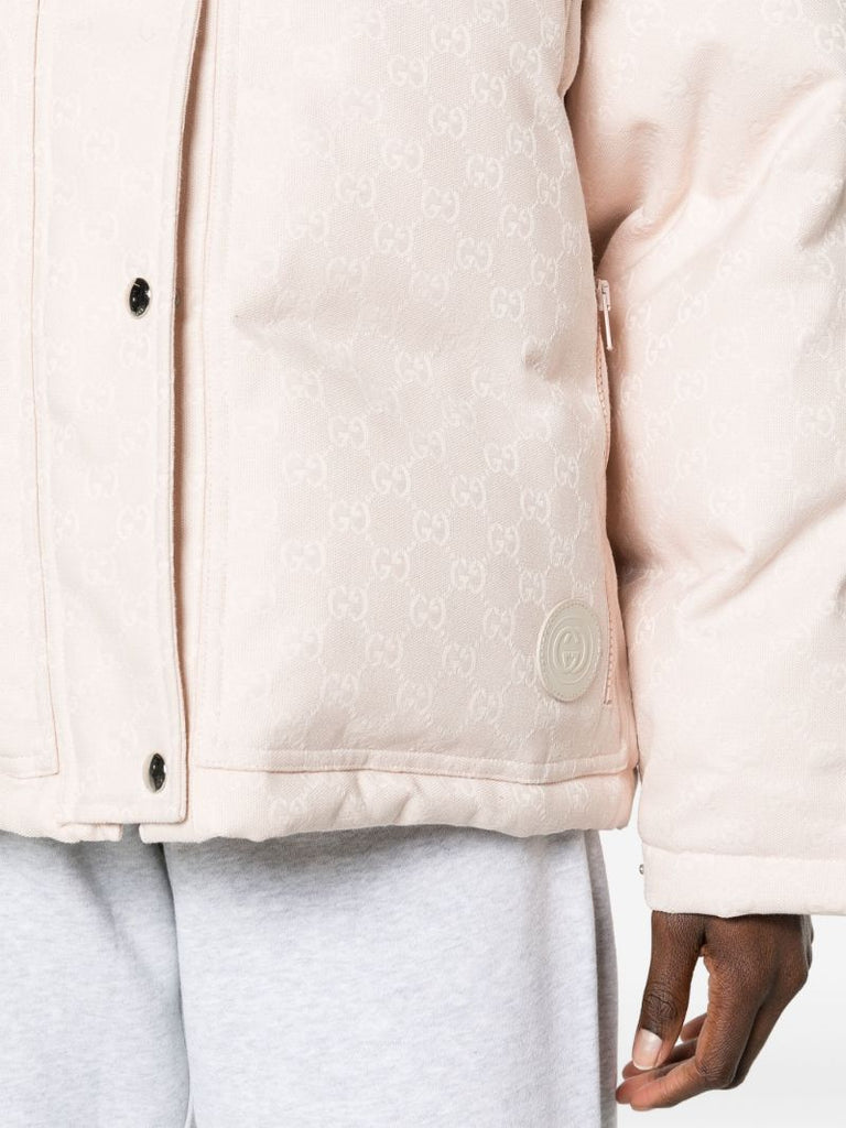 Pink Gg Canvas Puffer Jacket