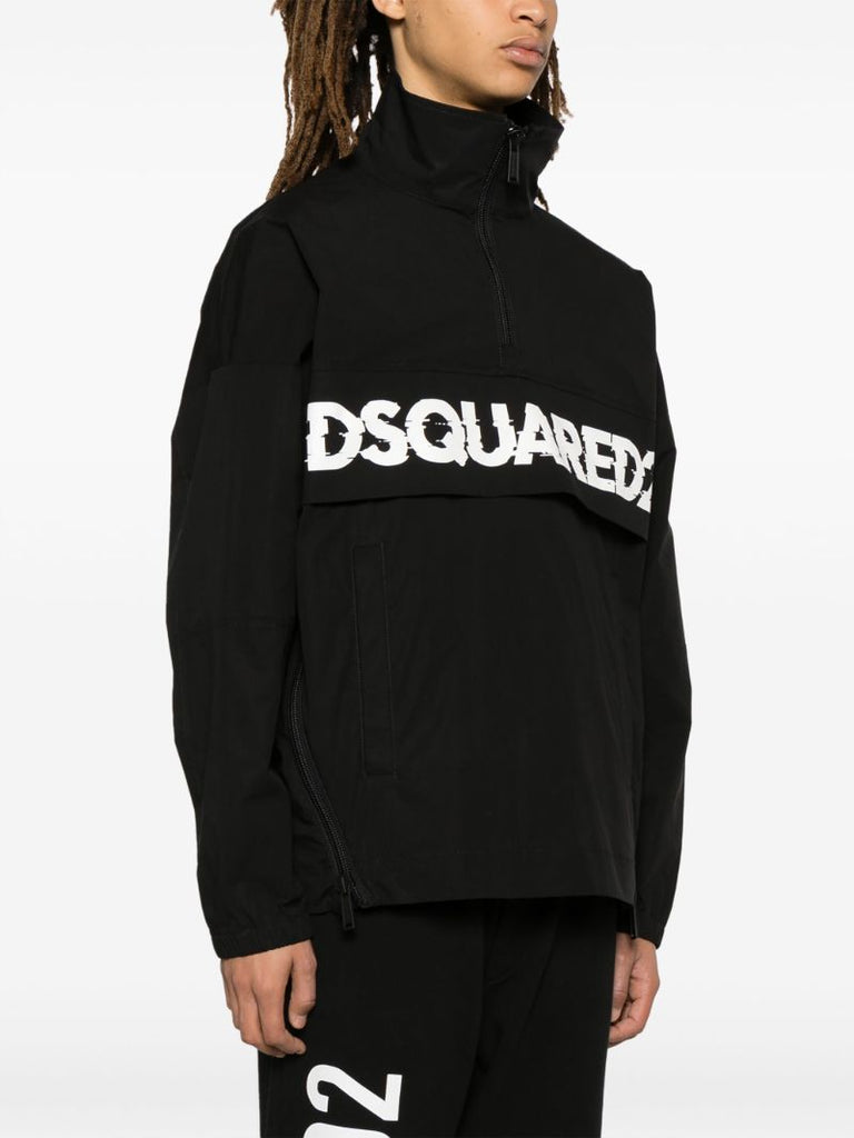 Black Logo-print Half Zip Jacket