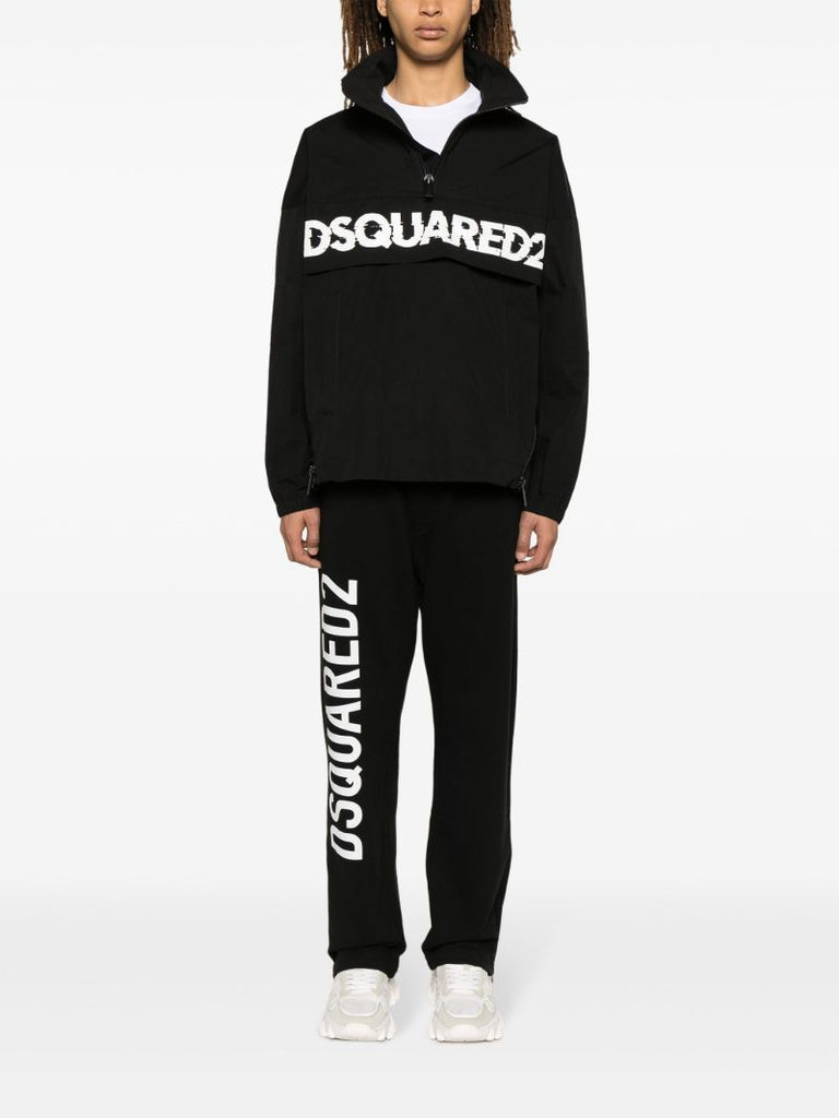 Black Logo-print Half Zip Jacket