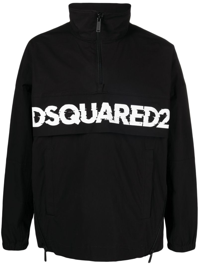 Black Logo-print Half Zip Jacket