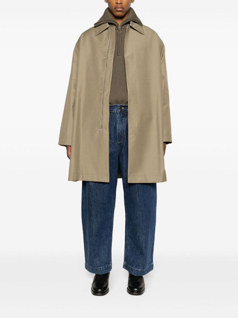 Brown Pointed-collar Midi Coat
