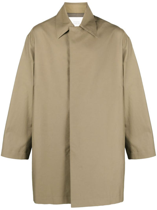 Brown Pointed-collar Midi Coat