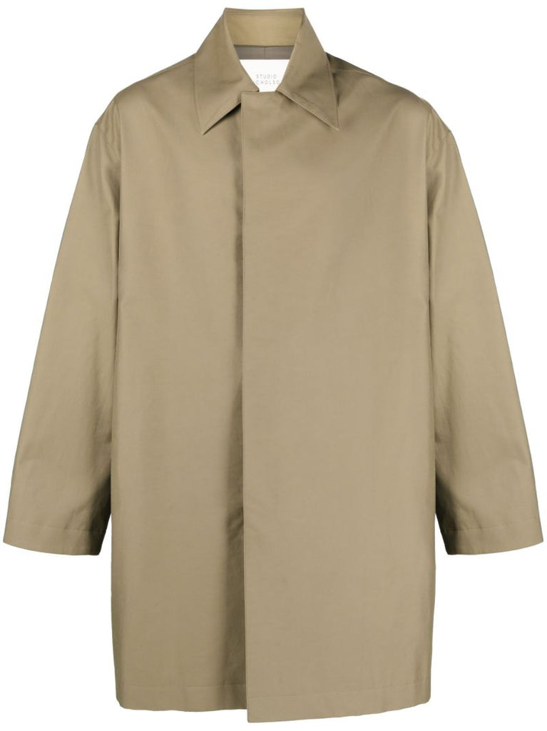 Brown Pointed-collar Midi Coat