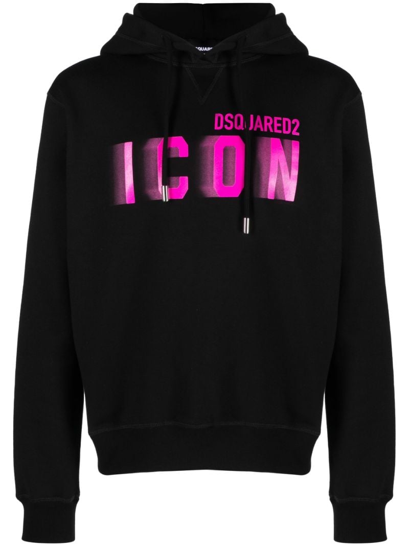 Black Icon Blur Logo-print Hoodie