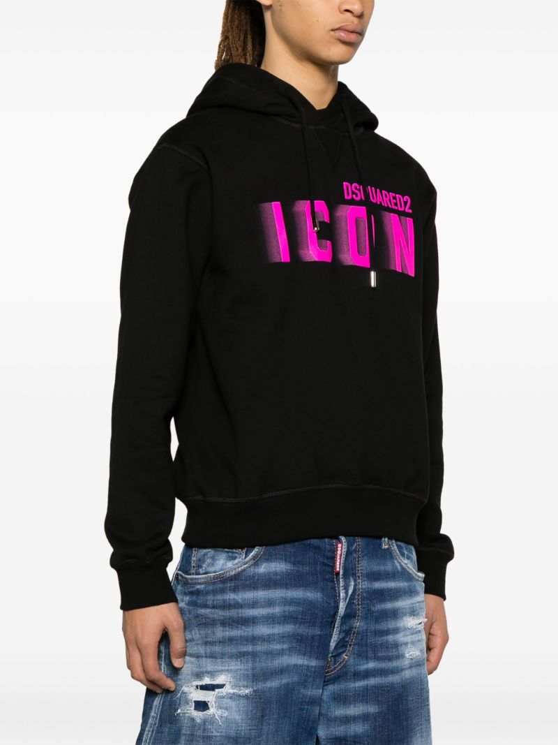 Black Icon Blur Logo-print Hoodie