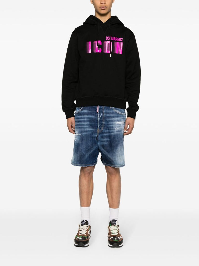 Black Icon Blur Logo-print Hoodie