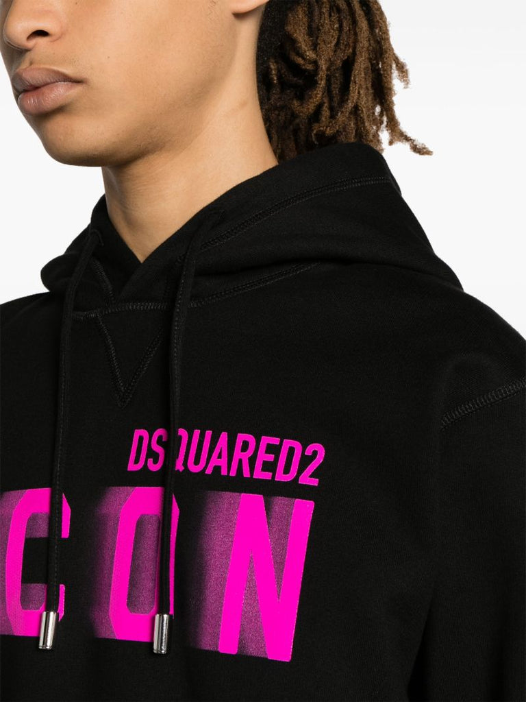 Black Icon Blur Logo-print Hoodie