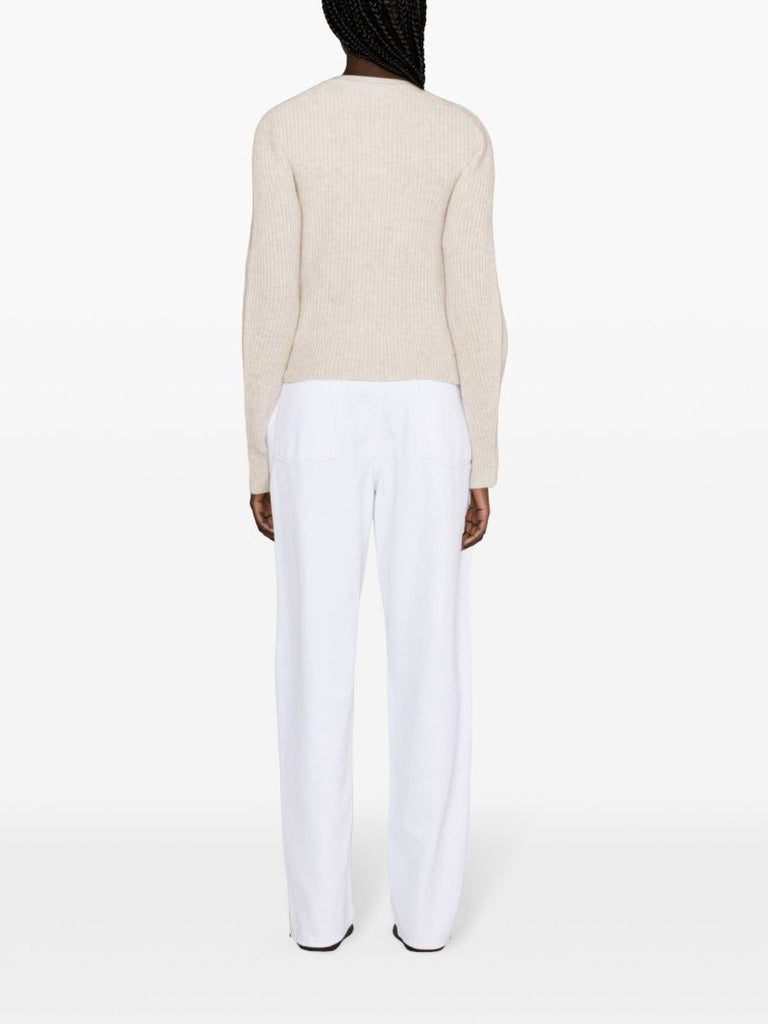 Neutral Laurine Rib Knit Cardigan