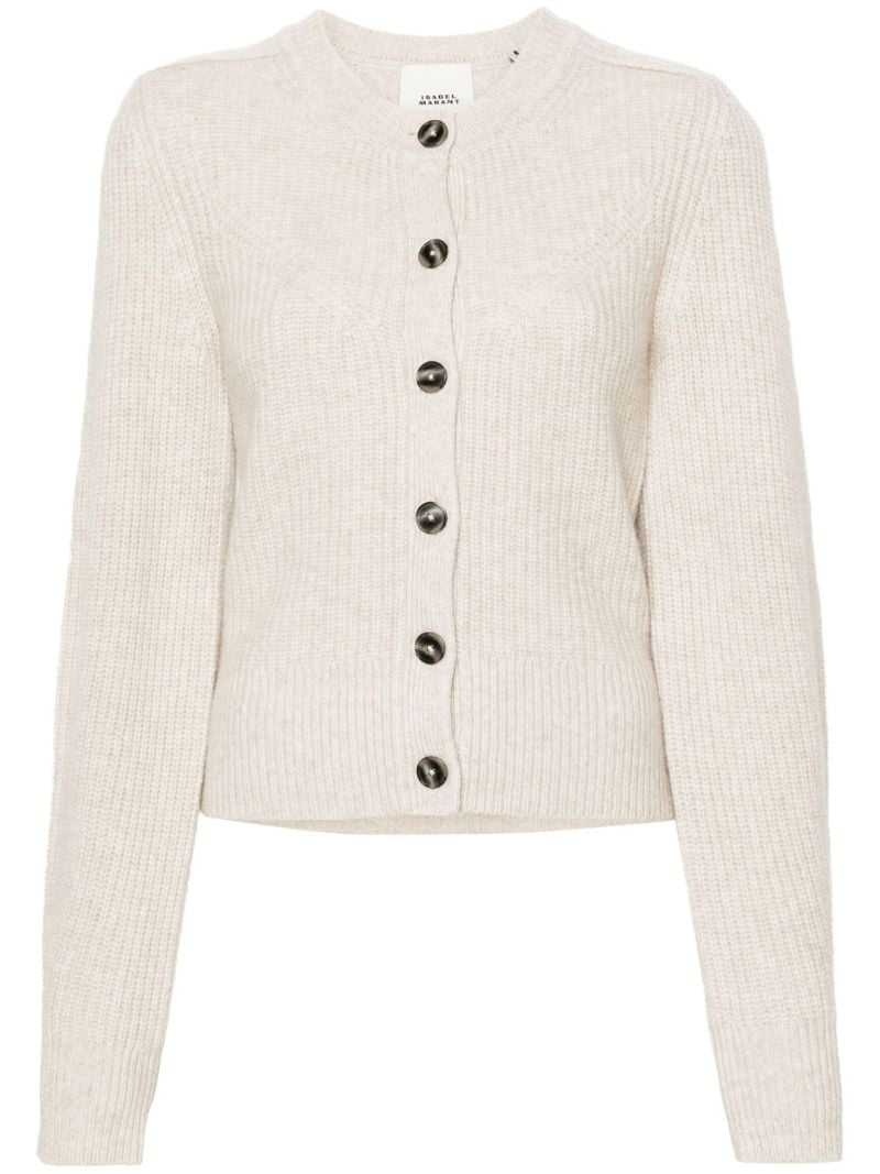 Neutral Laurine Rib Knit Cardigan