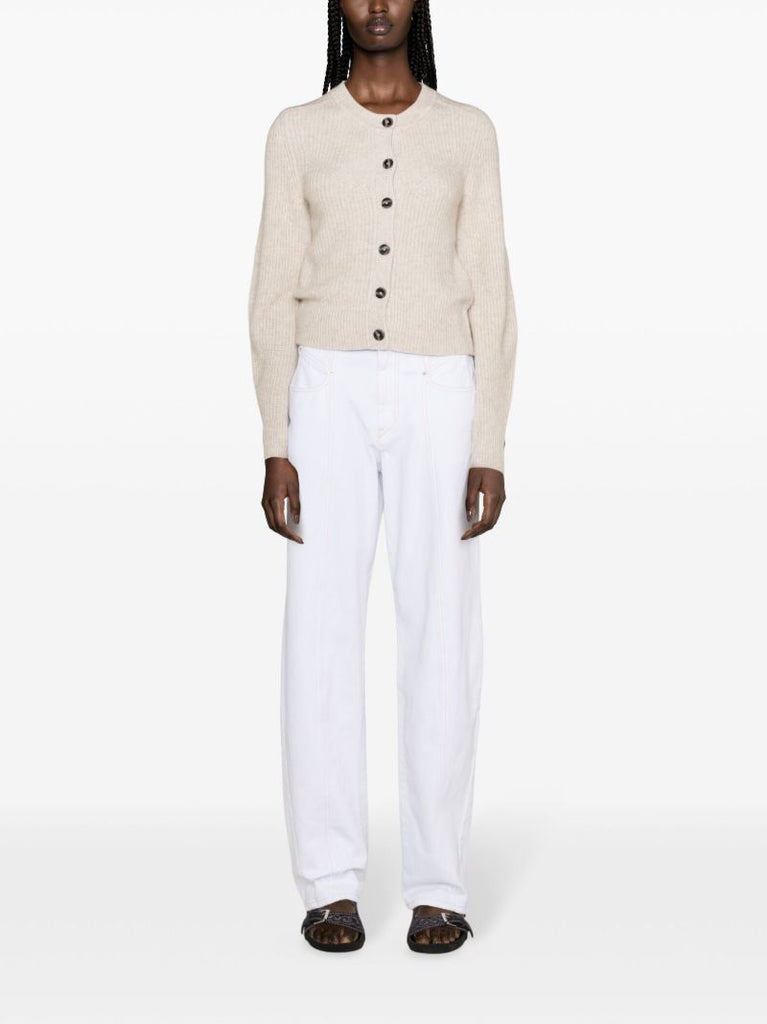 Neutral Laurine Rib Knit Cardigan