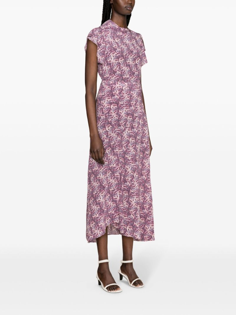 Pink Valency Feather-print Silk Blouse