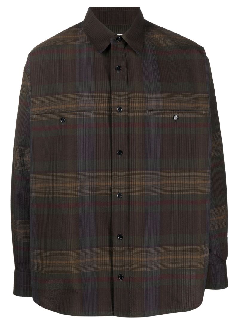 Brown Plaid-pattern Wool Shirt