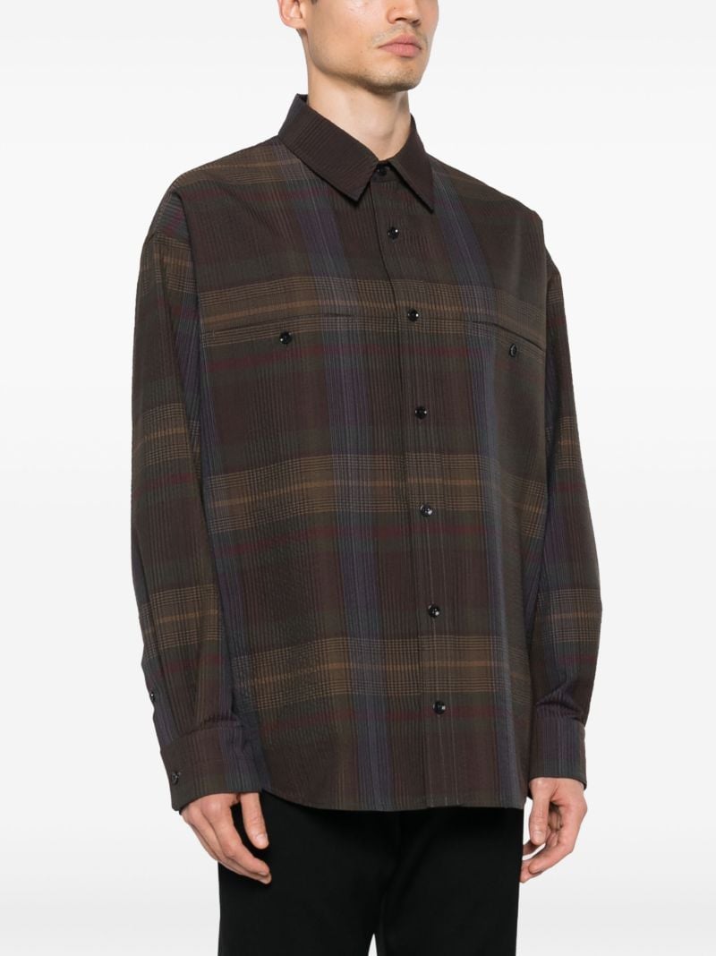 Brown Plaid-pattern Wool Shirt