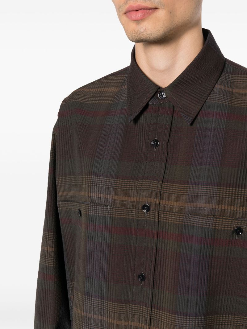 Brown Plaid-pattern Wool Shirt