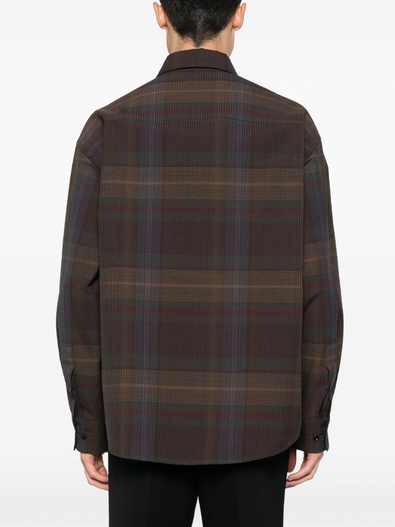 Brown Plaid-pattern Wool Shirt