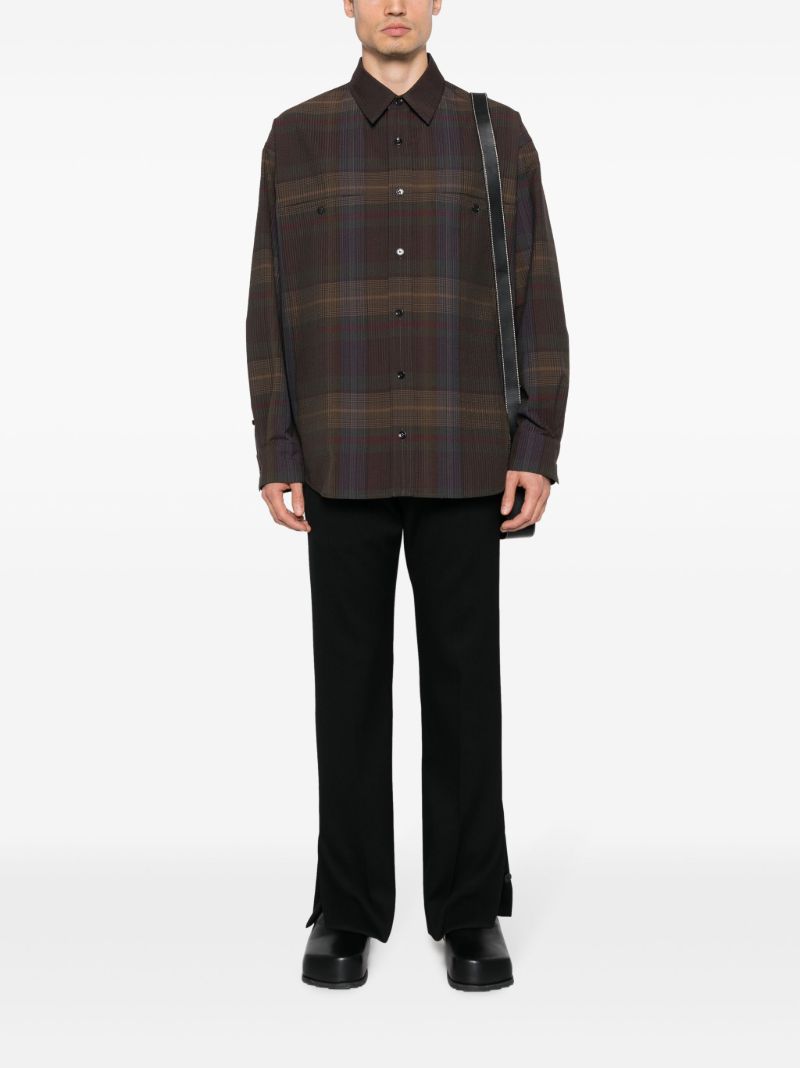 Brown Plaid-pattern Wool Shirt
