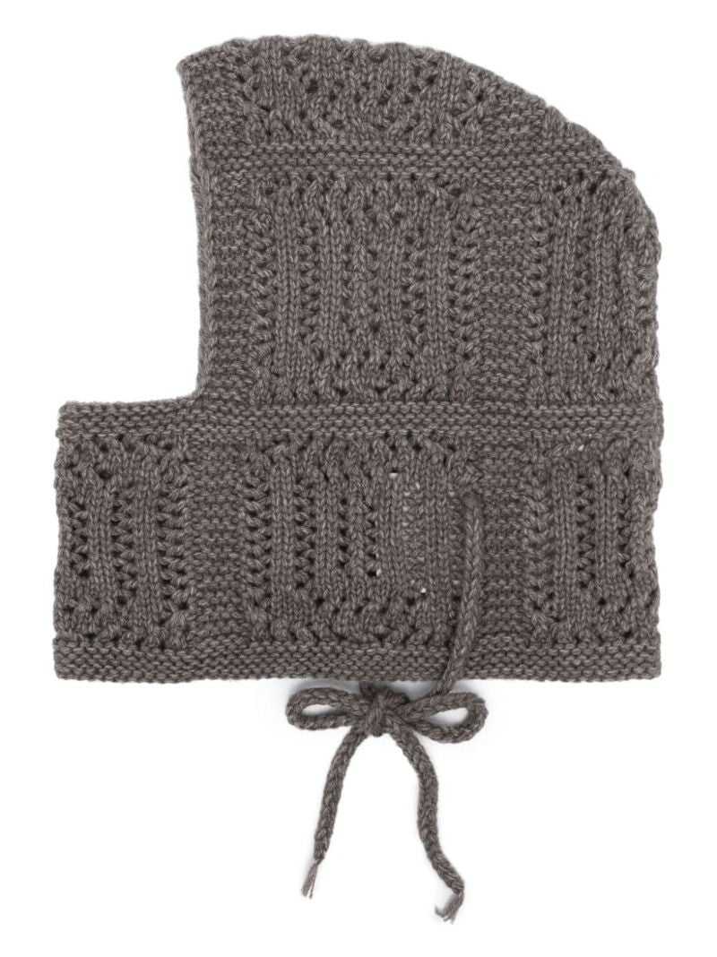 Grey Crochet-knit Balaclava
