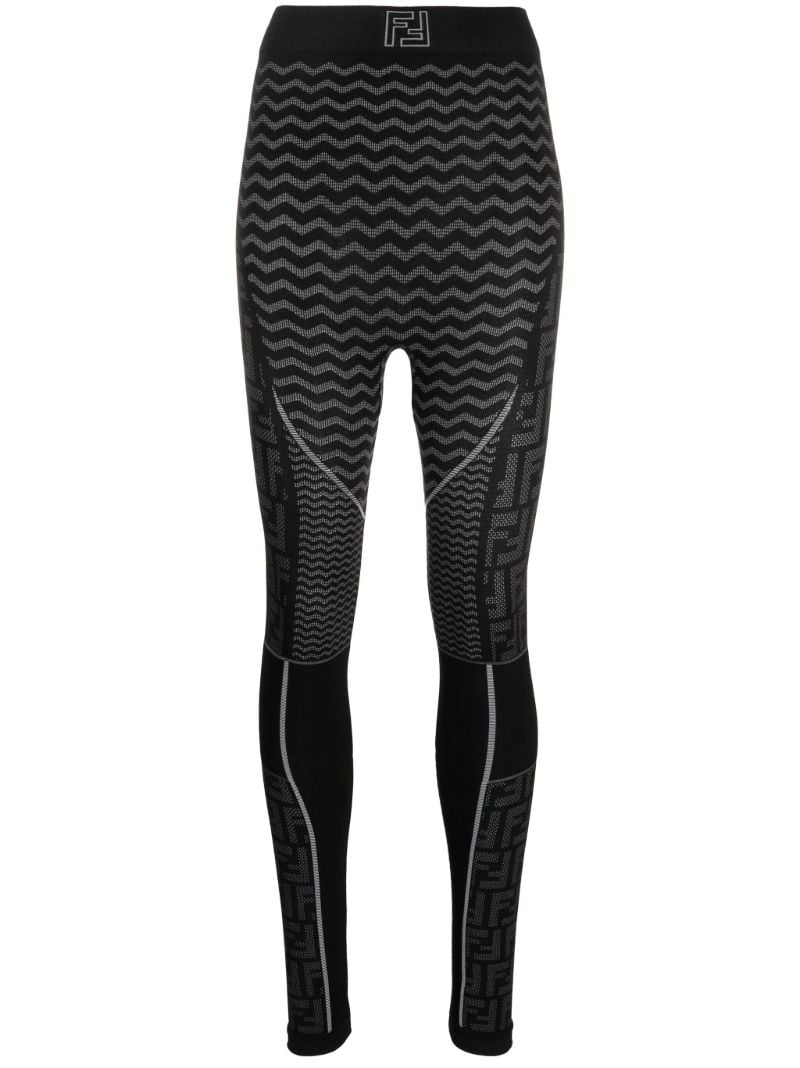 Black Ff Monogram Ski Leggings