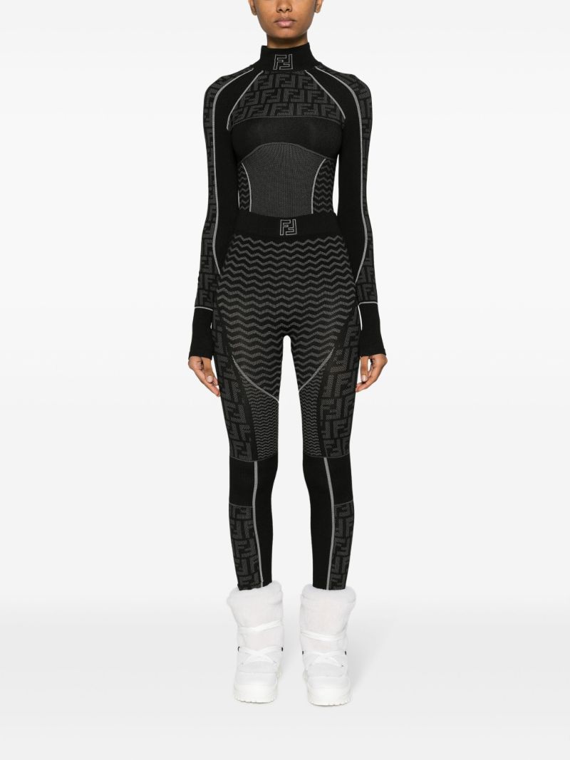 Black Ff Monogram Ski Leggings
