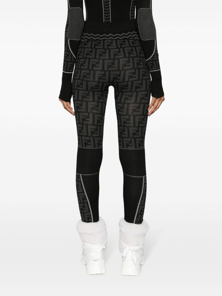 Black Ff Monogram Ski Leggings