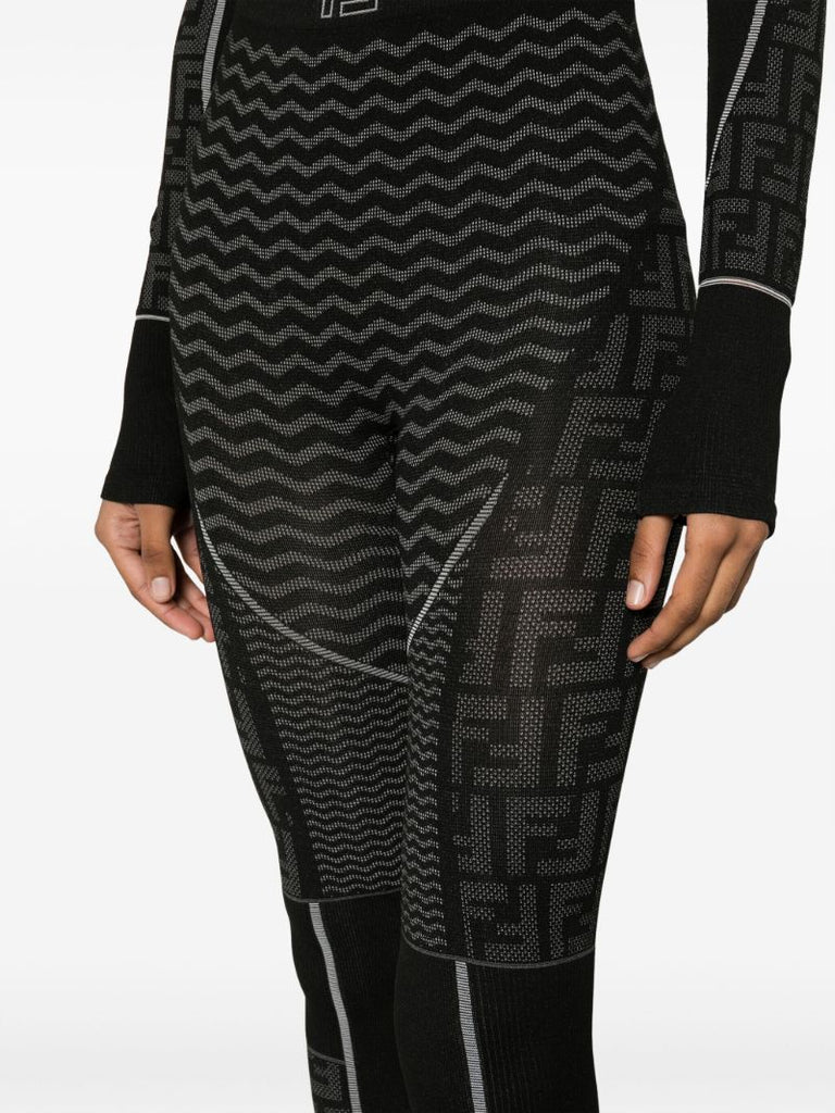 Black Ff Monogram Ski Leggings
