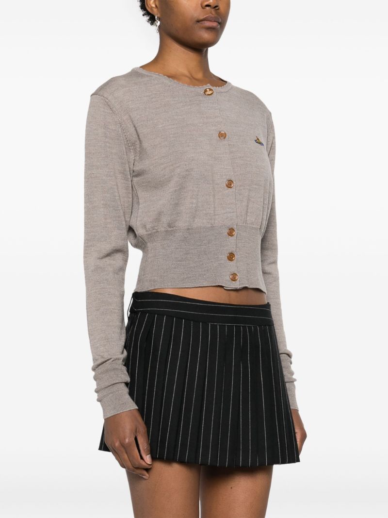 Grey Orb-embroidered Virgin Wool Cardigan