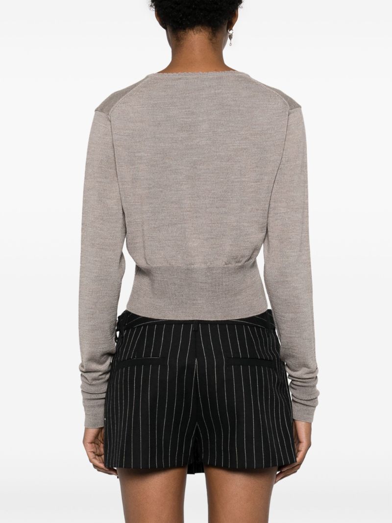 Grey Orb-embroidered Virgin Wool Cardigan