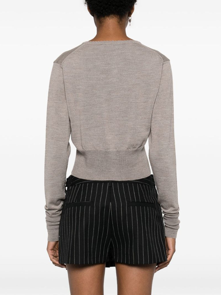 Grey Orb-embroidered Virgin Wool Cardigan