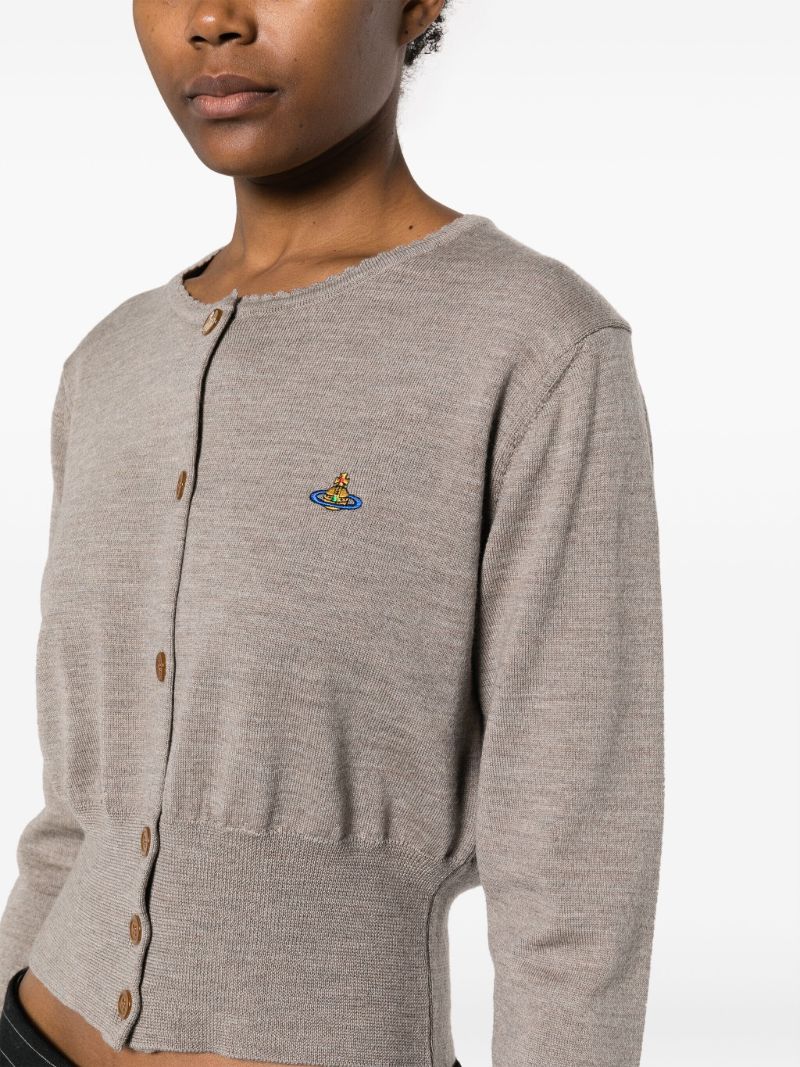 Grey Orb-embroidered Virgin Wool Cardigan