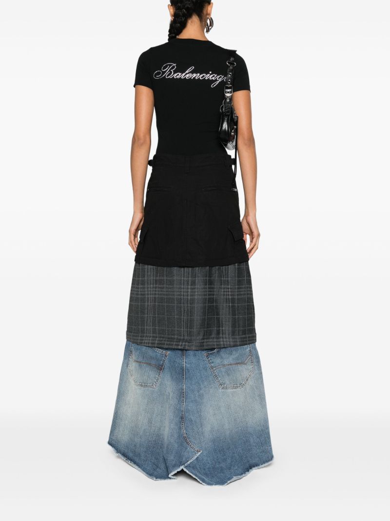 Black Handwritten Rhinestone-embellished T-shirt