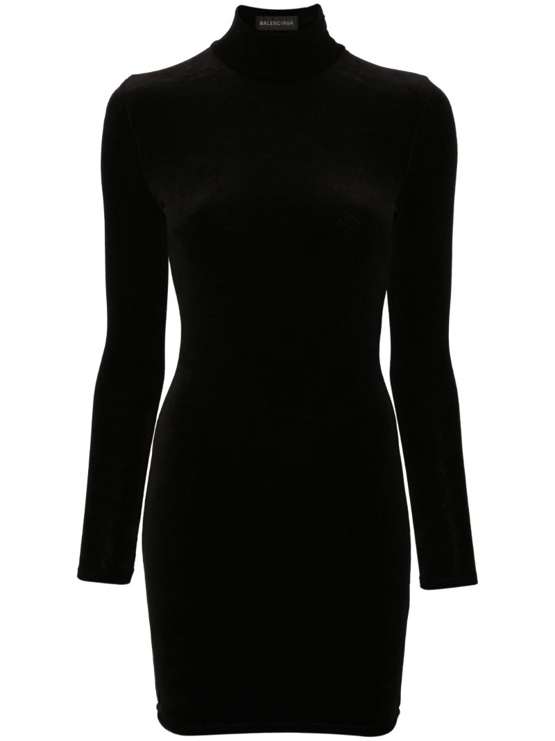 Black Handwritten Embellished Knitted Mini Dress