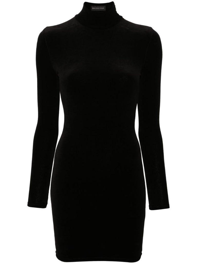 Black Handwritten Embellished Knitted Mini Dress