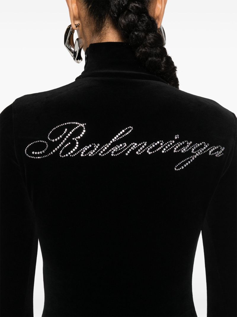 Black Handwritten Embellished Knitted Mini Dress