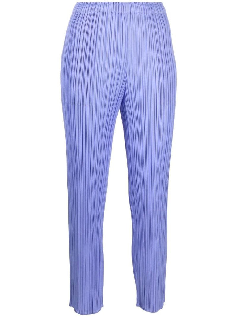 Blue PlissÃ_x0083_Â© Cropped Trousers
