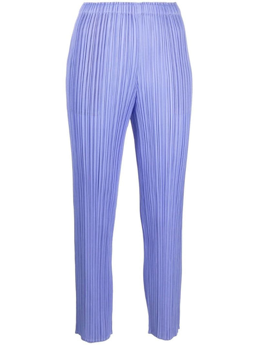 Blue PlissÃ© Cropped Trousers