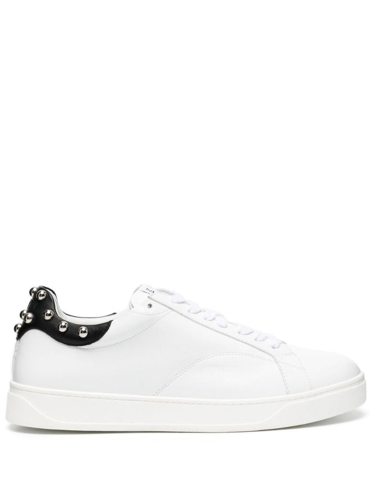 White Studded Leather Sneakers
