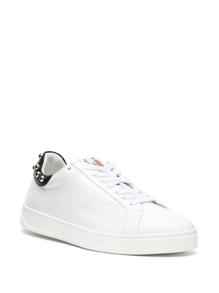 White Studded Leather Sneakers