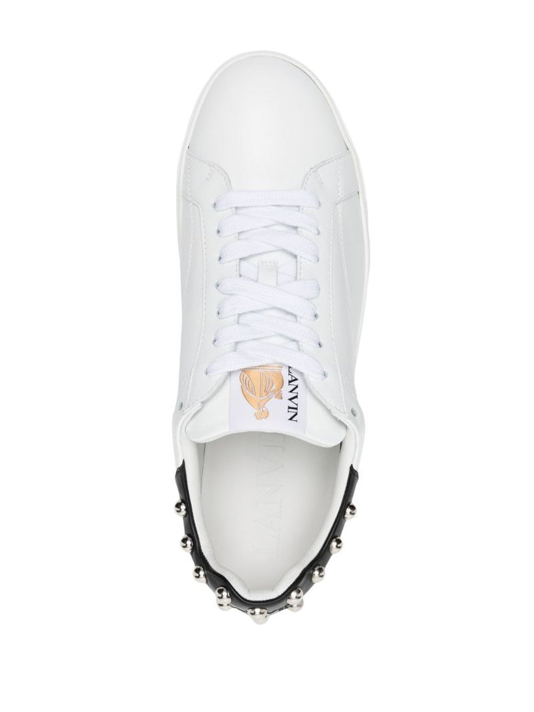 White Studded Leather Sneakers