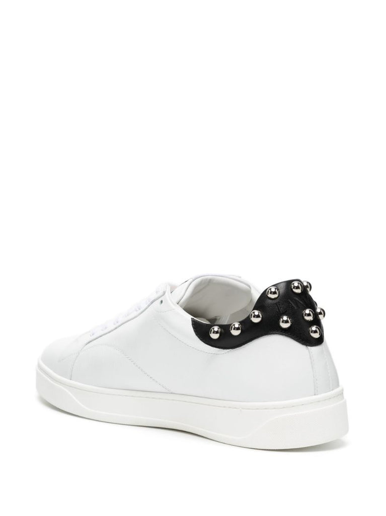 White Studded Leather Sneakers