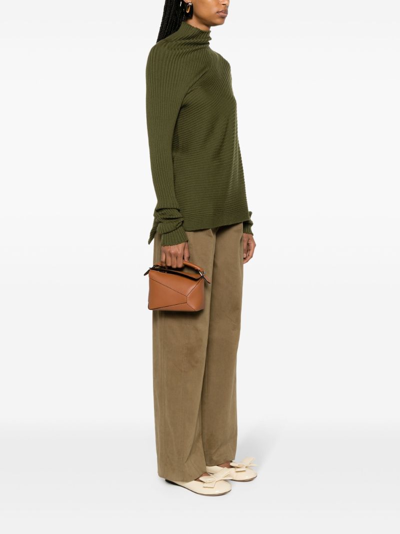 Brown Puzzle Edge Mini Leather Cross Body Bag
